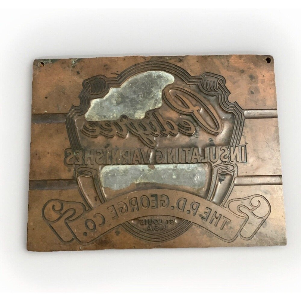 Antique Copper & Lead  Printing Plate - The P.D. George Co. - St. Louis, MO